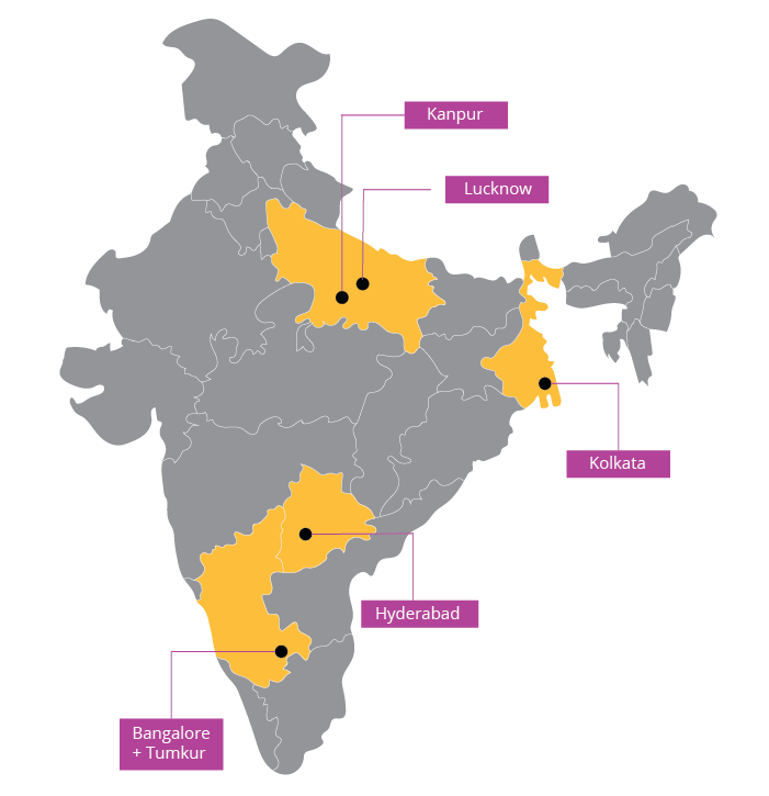 Pollinate Group and Asha Kiran Locations India Map